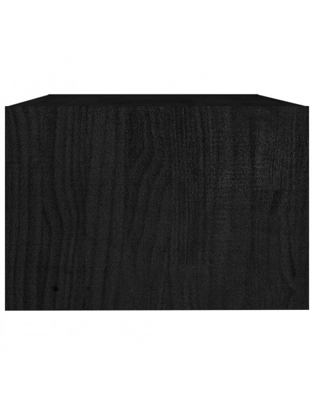 Tavolino da Salotto Nero 75x50x33,5 cm Legno Massello di Pino