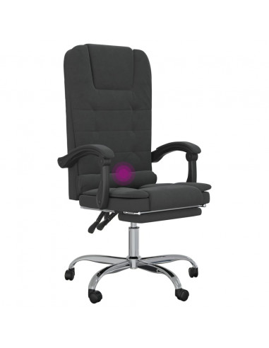 Poltrona da Ufficio Massaggiante Reclinabile Nera in Velluto