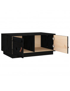 Tavolino da Salotto Nero 80x50x35 cm in Legno Massello di Pino