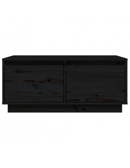 Tavolino da Salotto Nero 80x50x35 cm Legno Massello di Pino