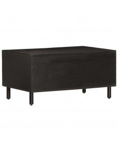 Tavolino da Salotto Nero 80x50x40 cm in Legno Massello di Mango
