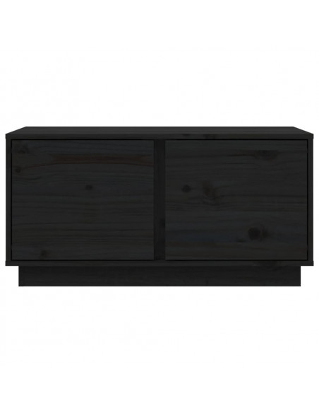 Tavolino da Salotto Nero 80x50x40 cm Legno Massello di Pino