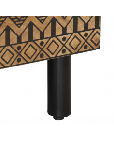 Tavolino da Salotto Nero 80x50x40cm Legno Massello Mango Grezzo