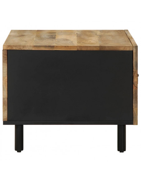 Tavolino da Salotto Nero 80x50x40cm Legno Massello Mango Grezzo