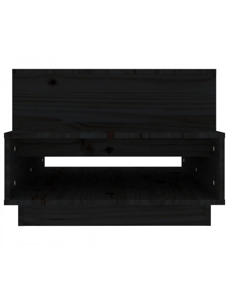 Tavolino da Salotto Nero 80x55x40,5 cm Legno Massello di Pino