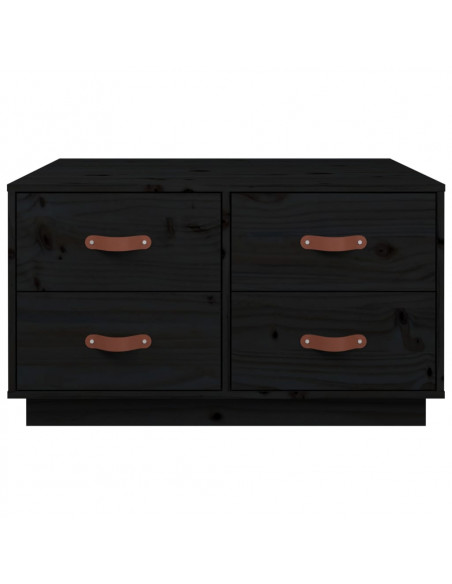 Tavolino da Salotto Nero 80x80x45 cm Legno Massello di Pino