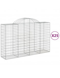Cesti Gabbioni ad Arco 25 pz 200x50x120/140 cm Ferro Zincato 2