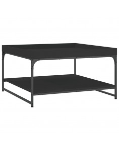 Tavolino da Salotto Nero 80x80x45 cm Legno Multistrato e Ferro