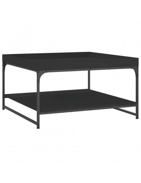 Tavolino da Salotto Nero 80x80x45 cm Legno Multistrato e Ferro