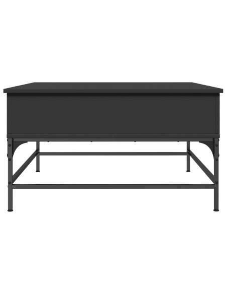 Tavolino da Salotto Nero 80x80x45cm Legno Multistrato e Metallo