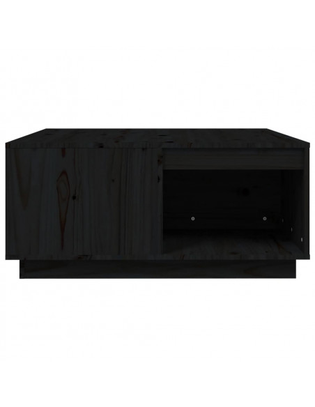 Tavolino da Salotto Nero 80x81x36,5 cm Legno Massello di Pino