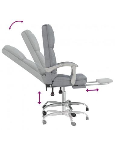 Sedia da Ufficio Massaggio Reclinabile Grigio chiaro in Tessuto