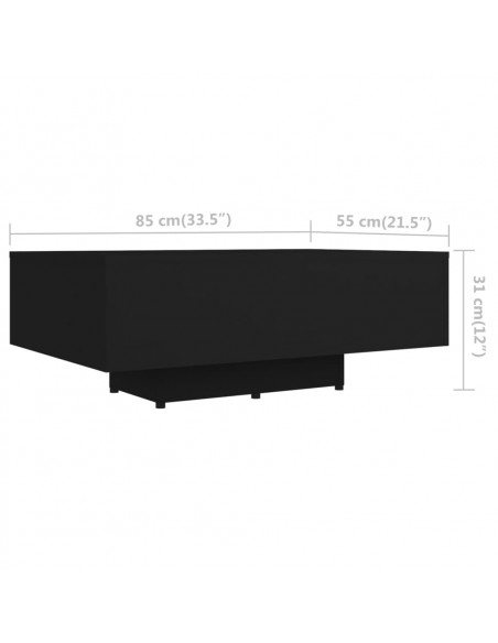 Tavolino da Salotto Nero 85x55x31 cm in Legno Multistrato