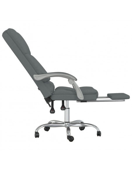 Sedia da Ufficio Massaggio Reclinabile Grigio Scuro in Tessuto