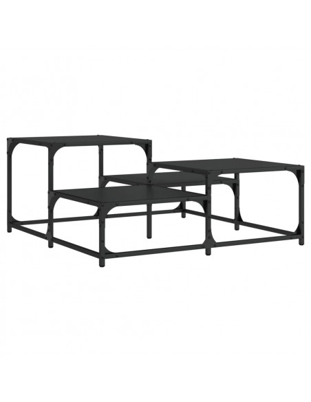 Tavolino da Salotto Nero 87,5x87,5x40 cm in Legno Multistrato