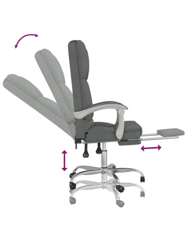 Sedia da Ufficio Massaggio Reclinabile Grigio Scuro in Tessuto