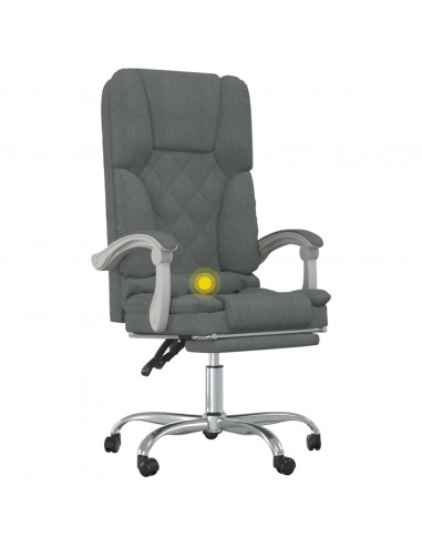Sedia da Ufficio Massaggio Reclinabile Grigio Scuro in Tessuto
