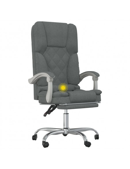 Sedia da Ufficio Massaggio Reclinabile Grigio Scuro in Tessuto