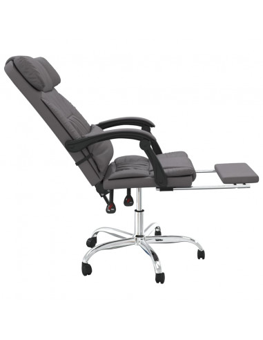 Poltrona da Ufficio Massaggiante Reclinabile Grigio Similpelle