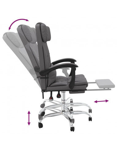 Poltrona da Ufficio Massaggiante Reclinabile Grigio Similpelle