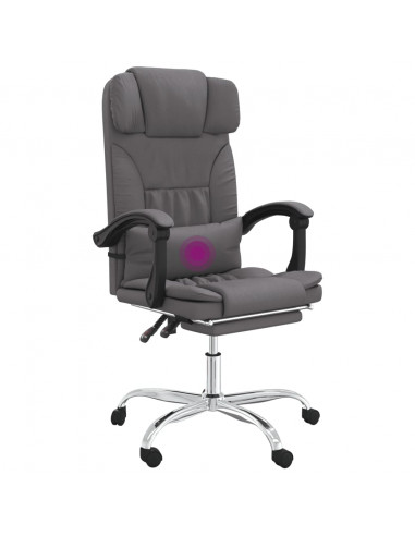 Poltrona da Ufficio Massaggiante Reclinabile Grigio Similpelle