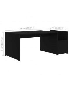 Tavolino da Salotto Nero 90x45x35 cm in Legno Multistrato