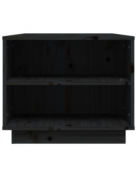 Tavolino da Salotto Nero 90x49x40,5 cm Legno Massello di Pino