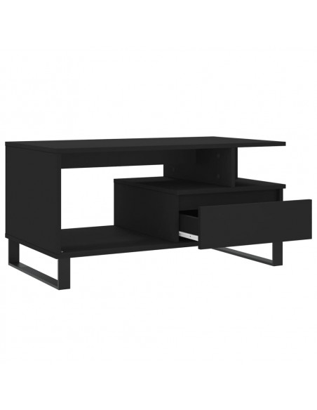 Tavolino da Salotto Nero 90x49x45 cm in Legno Multistrato