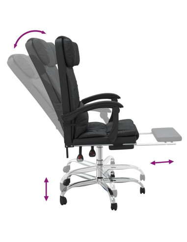 Poltrona da Ufficio Massaggiante Reclinabile Nera in Similpelle