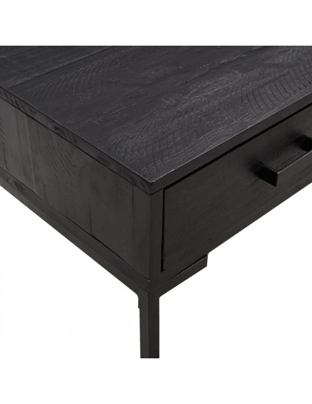 Tavolino da Salotto Nero 90x50x35 cm in Legno Massello di Pino