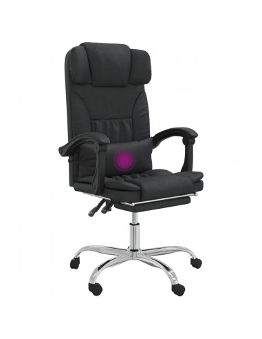 Poltrona da Ufficio Massaggiante Reclinabile Nera in Similpelle