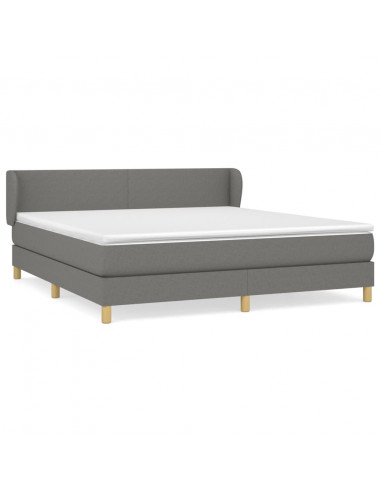 Giroletto a Molle con Materasso Grigio Scuro 180x200 cm Tessuto