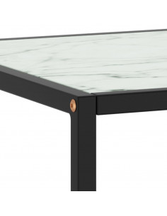 Tavolino da Salotto Nero con Vetro Marmo Bianco 100x50x35 cm