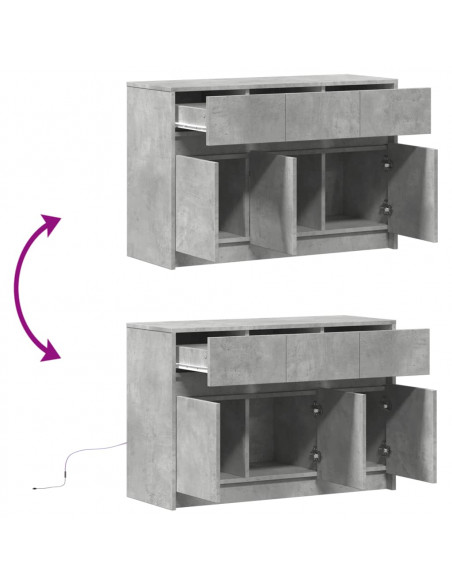 Mobile Porta TV con LED Grigio Cemento 91x34x61 cm Truciolato