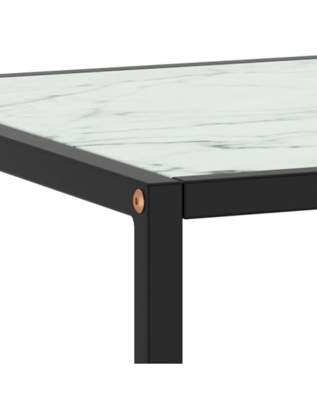 Tavolino da Salotto Nero con Vetro Marmo Bianco 120x50x35 cm