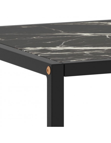 Tavolino da Salotto Nero con Vetro Marmo Nero 100x50x35 cm