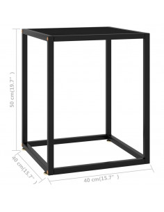 Tavolino da Salotto Nero con Vetro Nero 40x40x50 cm