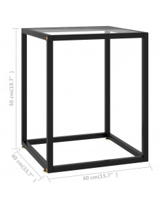 Tavolino da Salotto Nero con Vetro Temperato 40x40x50 cm