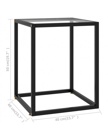 Tavolino da Salotto Nero con Vetro Temperato 40x40x50 cm