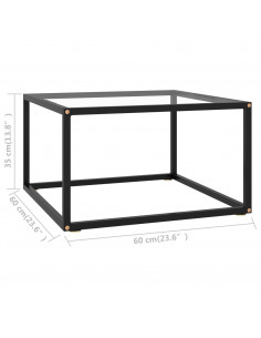 Tavolino da Salotto Nero con Vetro Temperato 60x60x35 cm