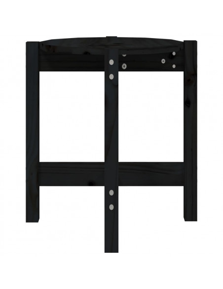 Tavolino da Salotto Nero Ø 42,5x45 cm in Legno Massello di Pino