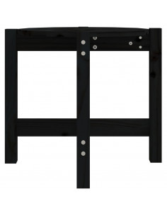 Tavolino da Salotto Nero Ø 52,5x45 cm in Legno Massello di Pino