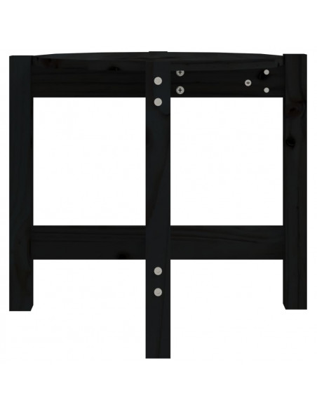 Tavolino da Salotto Nero Ø 52,5x45 cm in Legno Massello di Pino