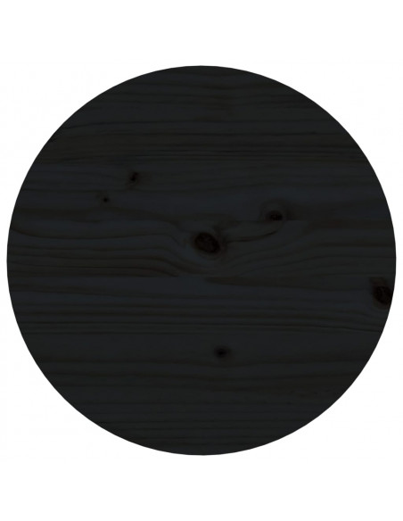 Tavolino da Salotto Nero Ø 55x60 cm in Legno Massello di Pino