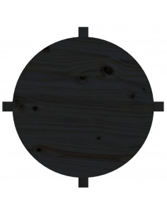 Tavolino da Salotto Nero Ø 62,5x45 cm in Legno Massello di Pino
