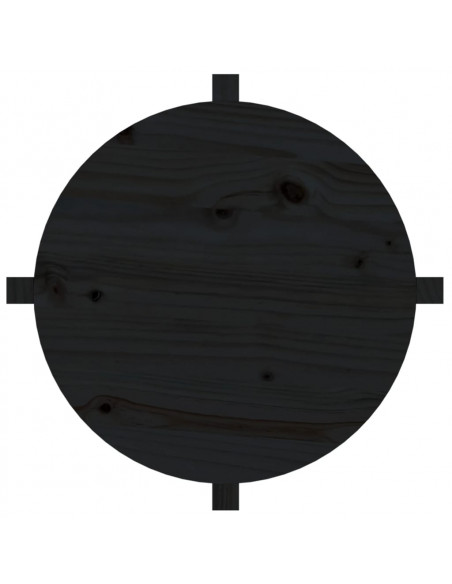 Tavolino da Salotto Nero Ø 62,5x45 cm in Legno Massello di Pino