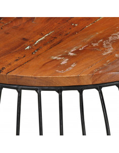 Tavolino da Salotto Ø68 cm in Legno Massello di Recupero