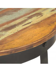 Tavolino da Salotto Ø68x43 cm in Legno Massello di Recupero