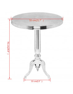 Tavolino da Salotto Rotondo in Alluminio Argentato