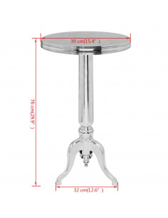 Tavolino da Salotto Rotondo in Alluminio Argentato